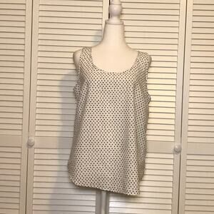 Faded Glory White Black Polka Dot Scoop Neck Sleeveless Tank Top L